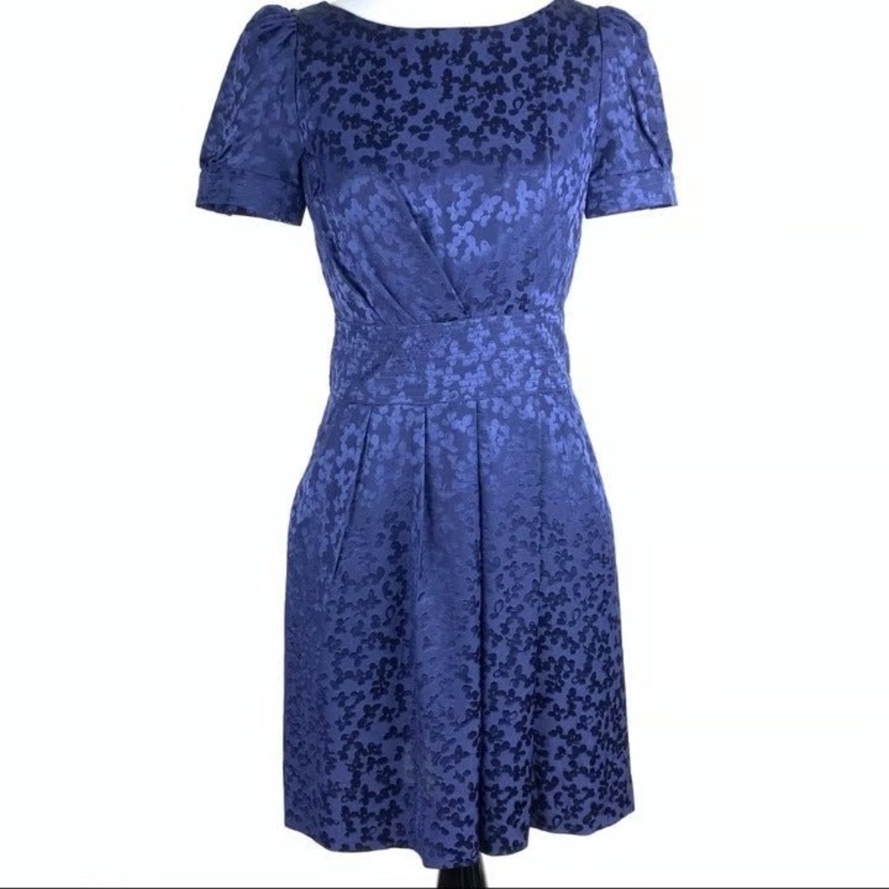 NWT Marc by Marc Jacobs cherry blossom Navy 100% Silk jacquard Dress w Pockets 4